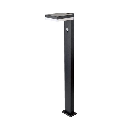 Lampe de jardin solaire 5,5W avec capteur - Noir, capteur PIR, IP54, noir