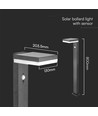 Lampe de jardin solaire 5,5W avec capteur - Noir, capteur PIR, IP54, noir