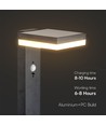 Lampe de jardin solaire 5,5W avec capteur - Noir, capteur PIR, IP54, noir