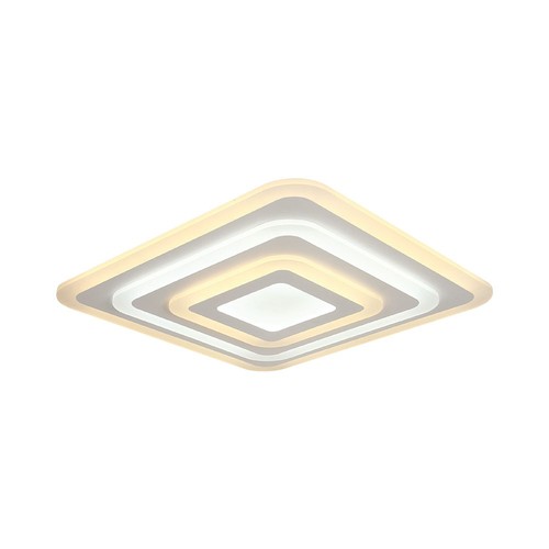 Plafonnier LED 77W avec télécommande - 6700lm, dimmable, CCT, RGB, 49,5 x 49,5 cm, bord blanc