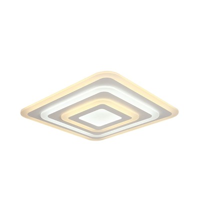 Plafonnier LED 77W avec télécommande - 6700lm, dimmable, CCT, RGB, 49,5 x 49,5 cm, bord blanc