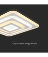 Plafonnier LED 77W avec télécommande - 6700lm, dimmable, CCT, RGB, 49,5 x 49,5 cm, bord blanc