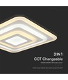 Plafonnier LED 77W avec télécommande - 6700lm, dimmable, CCT, RGB, 49,5 x 49,5 cm, bord blanc