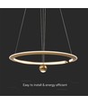 Suspension LED 45W, Ø60cm, or brossé - 5500lm, 3000K, luminaire design, IP20