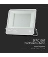 Projecteur 200W - IP65, noir, lampe de travail, puce LED Samsung, câble 1m, 6500K, verre dépoli gris