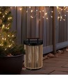 Lampe de jardin 2,4W - LED, solaire, 3000K, noir + poignée en chanvre avec manche en bois