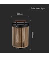 Lampe de jardin 2,4W - LED, solaire, 3000K, noir + poignée en chanvre avec manche en bois