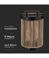 Lampe de jardin 2,4W - LED, solaire, 3000K, noir + poignée en chanvre avec manche en bois
