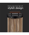 Lampe de jardin 2,4W - LED, solaire, 3000K, noir + poignée en chanvre avec manche en bois