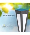 Lampe de jardin solaire LED 2W - 3000K, noir, batterie 3.7V, classe IP, jusqu'à 8 heures d'autonomie