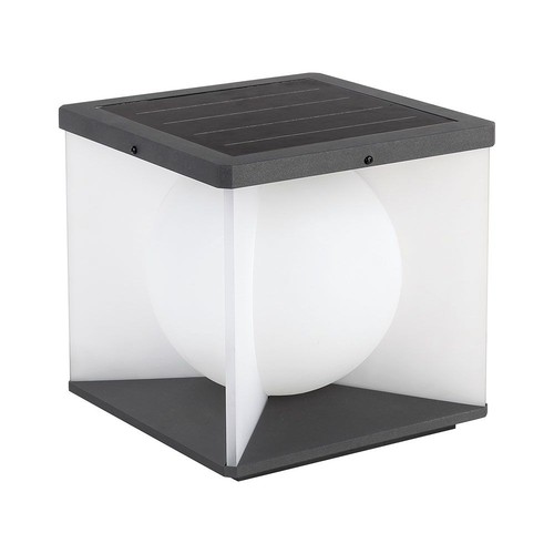 Lampe de jardin solaire LED 3W, Cube - IP65, 3000K, blanc chaud, noir/blanc, 20,5 x 20,5 cm