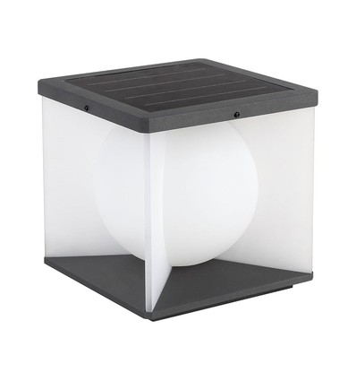 Lampe de jardin solaire LED 3W, Cube - IP65, 3000K, blanc chaud, noir/blanc, 20,5 x 20,5 cm