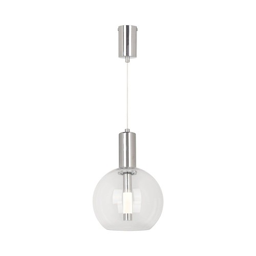 Suspension LED 5W en verre clair - Ø20cm, 3000K, acier et acrylique, transparent