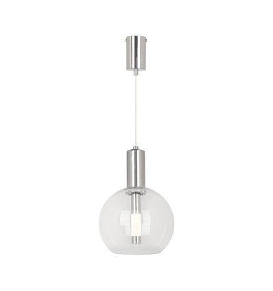 Suspension LED 5W en verre clair - Ø20cm, 3000K, acier et acrylique, transparent