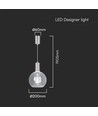Suspension LED 5W en verre clair - Ø20cm, 3000K, acier et acrylique, transparent