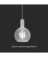 Suspension LED 5W en verre clair - Ø20cm, 3000K, acier et acrylique, transparent