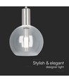 Suspension LED 5W en verre clair - Ø20cm, 3000K, acier et acrylique, transparent