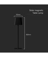 Lampe de table solaire magnétique LED 5W - Tactile dimmable, CCT, IP65, noir, 400lm, incl. batterie