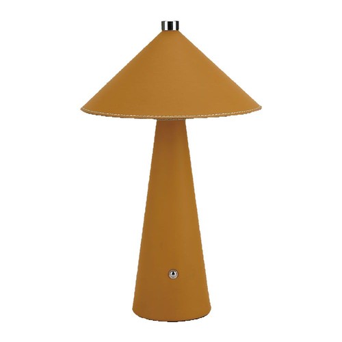 Lampe de table LED rechargeable 3W - Tactile dimmable, 3-en-1 CCT, métal et cuir, USB-C, jaune