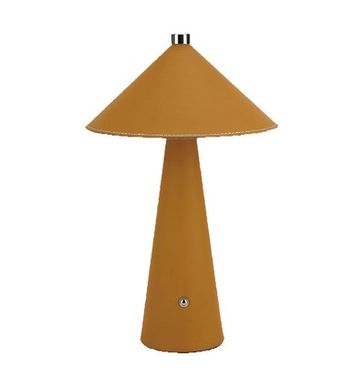 Lampe de table LED rechargeable 3W - Tactile dimmable, 3-en-1 CCT, métal et cuir, USB-C, jaune
