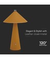 Lampe de table LED rechargeable 3W - Tactile dimmable, 3-en-1 CCT, métal et cuir, USB-C, jaune