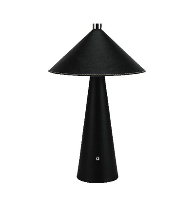 Lampe de table LED rechargeable 3W avec tactile dim - 3-en-1 CCT, cuir noir, batterie 4000mAh, USB-C, 20x33 cm