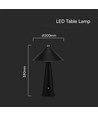 Lampe de table LED rechargeable 3W avec tactile dim - 3-en-1 CCT, cuir noir, batterie 4000mAh, USB-C, 20x33 cm