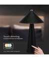Lampe de table LED rechargeable 3W avec tactile dim - 3-en-1 CCT, cuir noir, batterie 4000mAh, USB-C, 20x33 cm