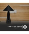 Lampe de table LED rechargeable 3W avec tactile dim - 3-en-1 CCT, cuir noir, batterie 4000mAh, USB-C, 20x33 cm