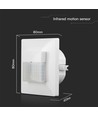 Capteur de mouvement mural - Blanc, encastrable, infrarouge PIR, Max 200W