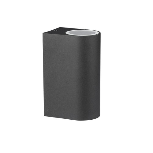 Applique murale GU10 avec éclairage haut/bas, ronde - IP44 extérieur, blanc, aluminium, sans source lumineuse