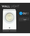 Applique murale GU10, carrée - Blanc, IP44 extérieur, éclairage 1 voie, sans source lumineuse
