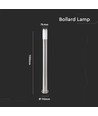 Borne lumineuse 110 cm, E27 - corps en acier inox, nickel satiné, IP44