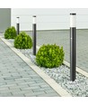 Borne de jardin 110cm E27 avec détecteur - IP44, acier inoxydable, anthracite, capteur PIR, sans source lumineuse