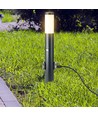 Borne de jardin 60cm avec capteur PIR et 2 prises - Douille E27, IP44, acier inoxydable, gris, sans source lumineuse