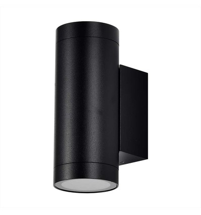 Applique Murale Up/Down Noire GU10 - Ronde, Aluminium, IP54 extérieur & intérieur