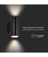 Applique Murale Up/Down Noire GU10 - Ronde, Aluminium, IP54 extérieur & intérieur