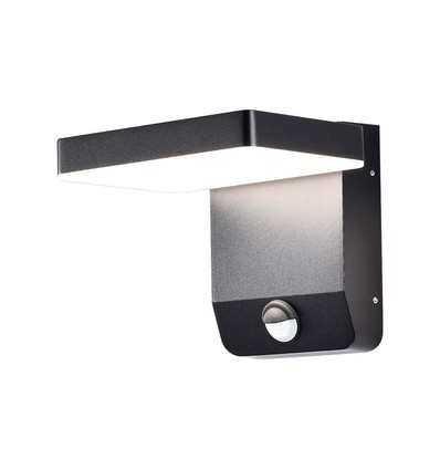 Applique murale LED 17W avec détecteur PIR, carrée - IP65, 2580lm, noir, 4000K, source lumineuse incluse
