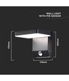 Applique murale LED 17W avec détecteur PIR, carrée - IP65, 2580lm, noir, 4000K, source lumineuse incluse