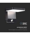 Applique murale LED 17W avec détecteur PIR, carrée - IP65, 2580lm, noir, 4000K, source lumineuse incluse