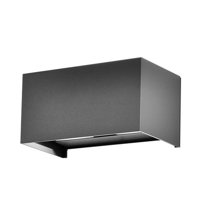 Applique murale LED 24W avec éclairage haut/bas - IP65, gris, 4000K, 20cm de haut, aluminium, extérieur