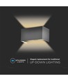 Applique murale LED 24W avec éclairage haut/bas - IP65, gris, 4000K, 20cm de haut, aluminium, extérieur