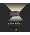 Applique murale extérieure LED 24W - IP65, noir, éclairage haut/bas, 3000K, 2720lm, 20x10x10 cm