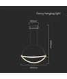 Suspension LED 12W - Ø40cm, noir, câble 1,5m, source lumineuse incluse