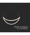 Suspension LED 60cm 16W - câble 1,5m, corps noir, 3000K, 1920lm
