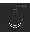 Suspension LED 60cm 16W - Noir, câble 1,5m, 120lm/W
