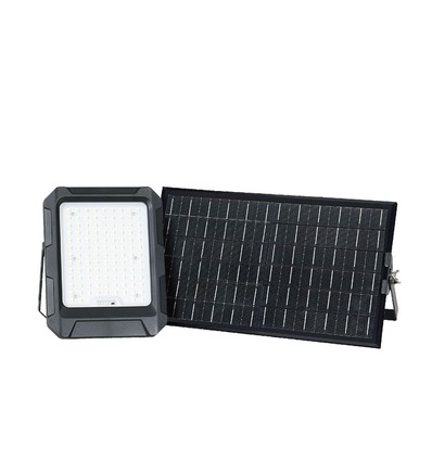 Projecteur LED 15W solaire avec panneau - 4000K, 3.7V, IP65, télécommande incluse, lampe de travail, extérieur