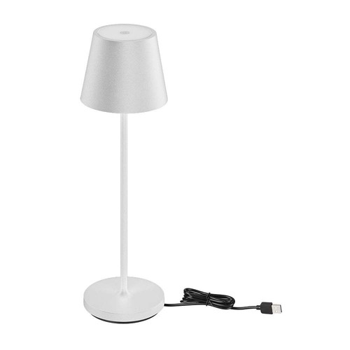 Lampe de table LED 1,5W, dimmable tactile - 5V, IP54, 3000K, blanc sable, recharge sans fil, rechargeable