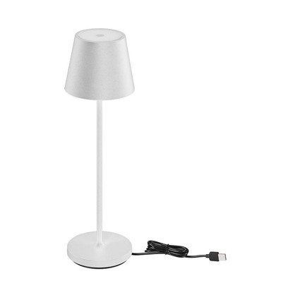 Lampe de table LED 1,5W, dimmable tactile - 5V, IP54, 3000K, blanc sable, recharge sans fil, rechargeable