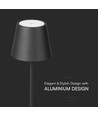 Lampe de table LED 1,5W, rechargeable - 3000K, IP54, tactile dimmable, noir sablé, incl. charge sans fil